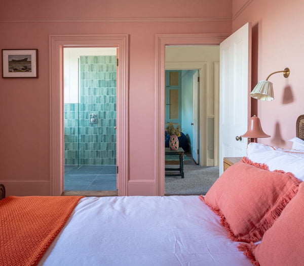 Bedroom painted in Lick Pink 13 Nashville House paint